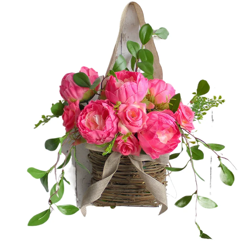 2407 ganglian Rose garland Wholesale simulation plant door hanging home basket decorations