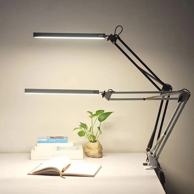 LED folding long arm study reading eye protection desk lamp USB universal desktop long arm 12V clip light