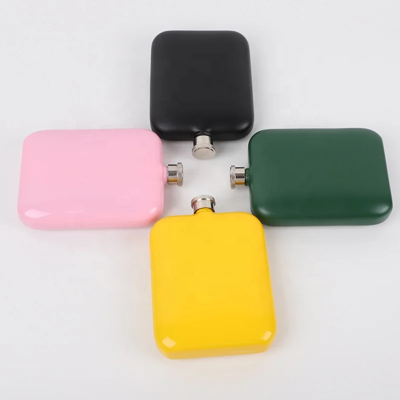 Food Grade Stainless Steel Hip Flask Square 6oz Portable Wine Bottle Customized
