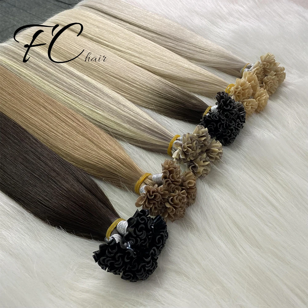 Fangcun Double Drawn Italian Prebonded i Tip U Tip Hair Extensions Virgin Keratin Human Hair Extension