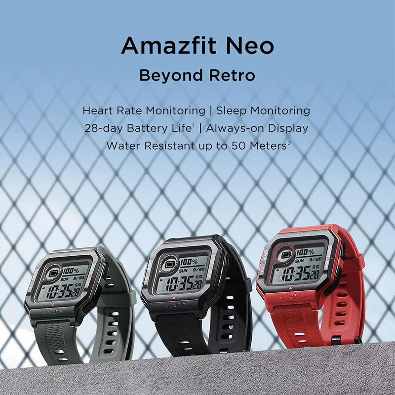 Global Version Xiaomi Amazfit Neo Smart Watch 5AM Waterproof Sports Modes Heart Rate Track Smartwatch