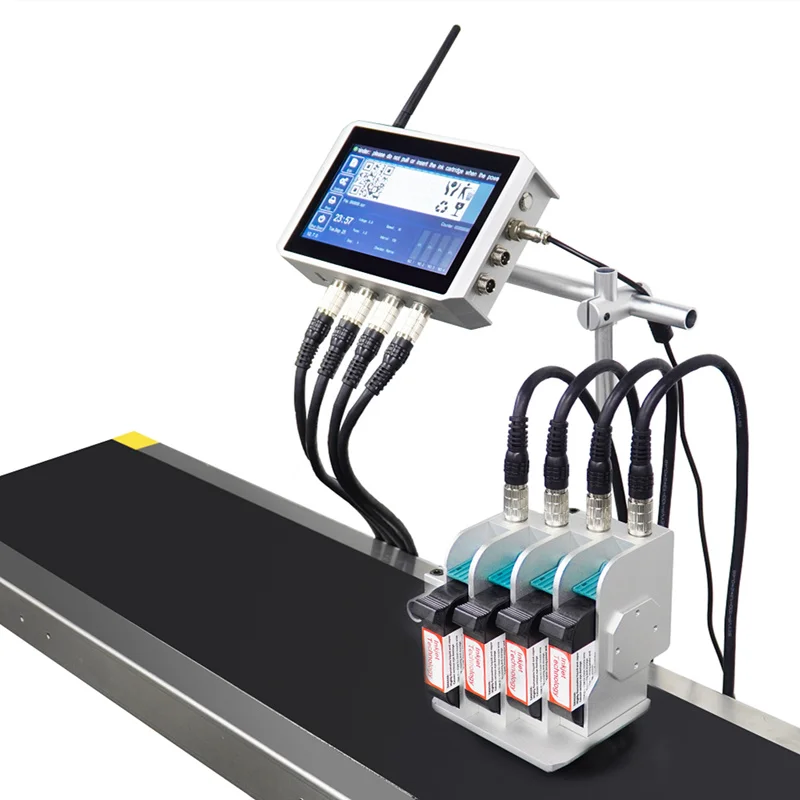 industrial automatic online uv inkjet printer on plastic bag,carton box for expiry date,logo,barcode in the conveyor belt