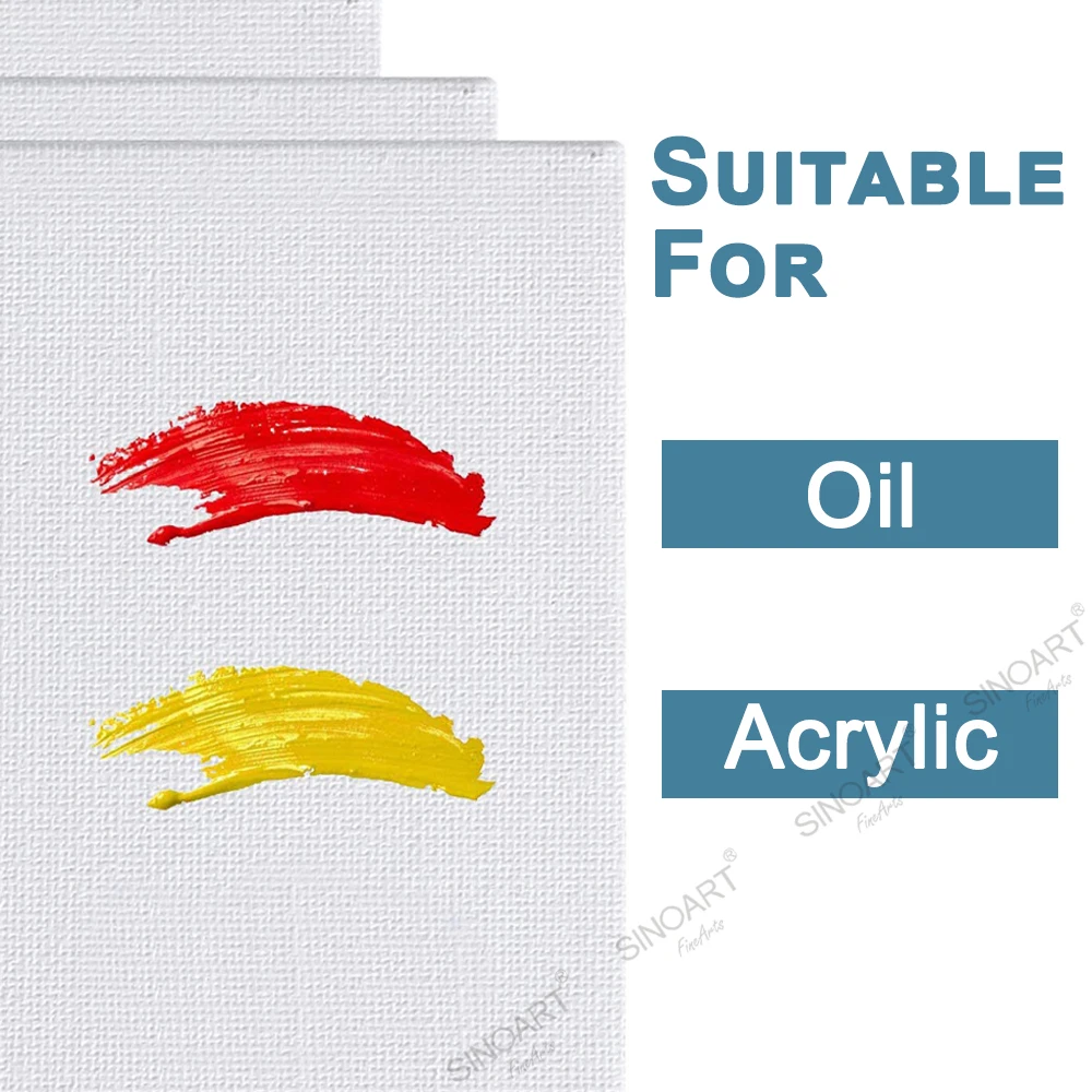 SINOART OEM Size Art Mat Boards Cut Edge Canvas Panel set For Framing With Acrylics And Oils