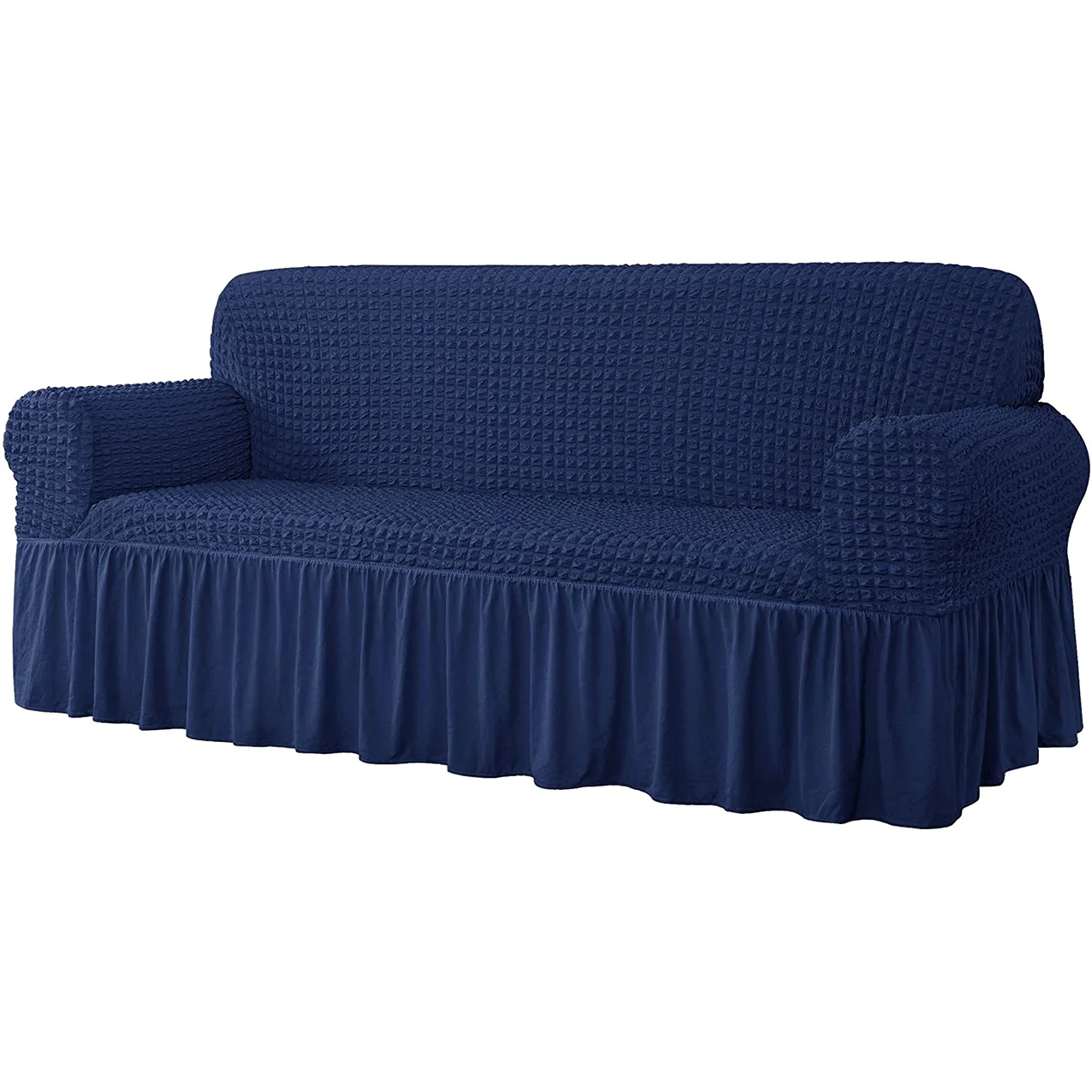 Wholesale cheap high quality slipcovers sofa cover elastic stretch bubble solid sofa cover with skirt cushion cover