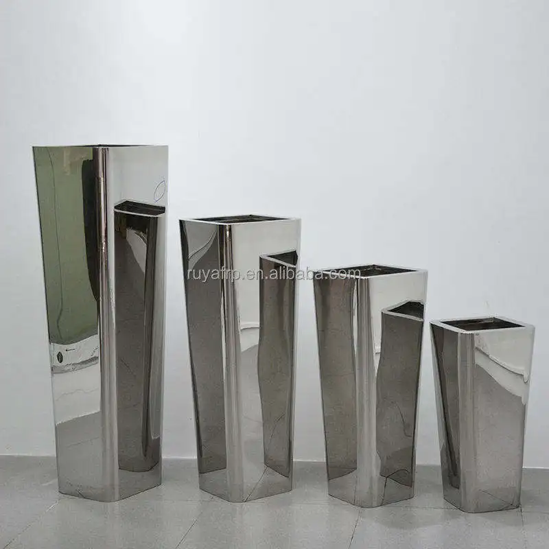 Custom Stainless Steel Large Different Shape Metal Planters Outdoor Flowers Green Plants Custom Stainless Steel Planters
