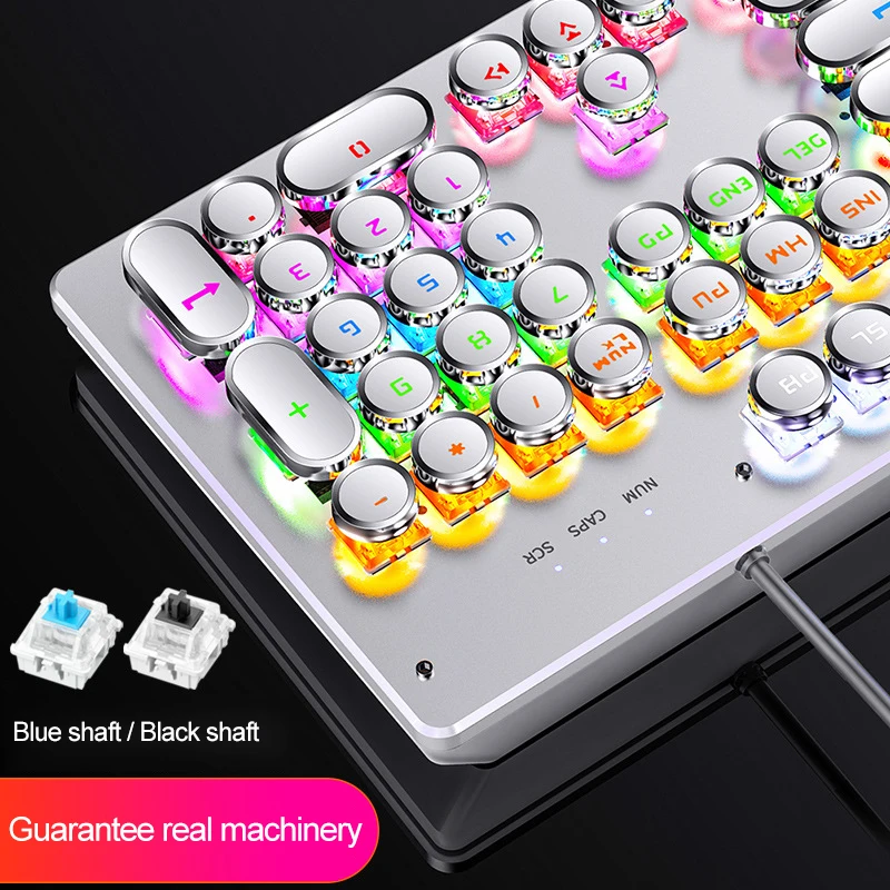 Zk-4 Personalized Punk Backlit Round Keycaps Real Wired Gaming Mechanical Keyboard