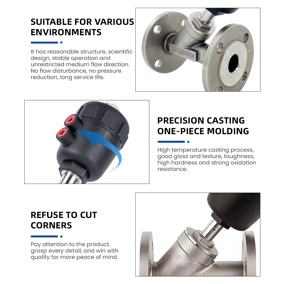 Оптовые шаровые клапаны фланцы с пластиковой головкой пневматические Угловые седельные при комнатной температуре