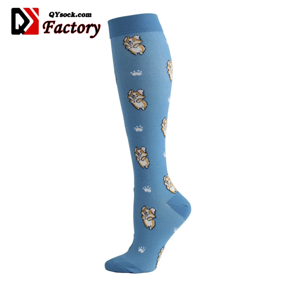 Custom Compression Stocking Pressure Unisex Sports Rainbow horse Pattern Women Men Long Socks