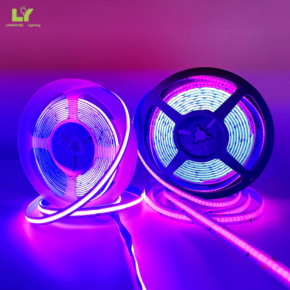 3Mm Ultra Thin Fob Cob Rgb 5050 Ws2812 Solderless Connector Led Strip Light 16.4Ft 15000K Cold White 17200Lm 12V