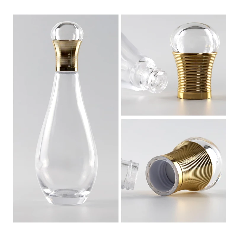 Idealpak Custom High End Gold Luxury Cosmetics Container Glass Bottle Set Glass Bottles Manufacturers with Logo