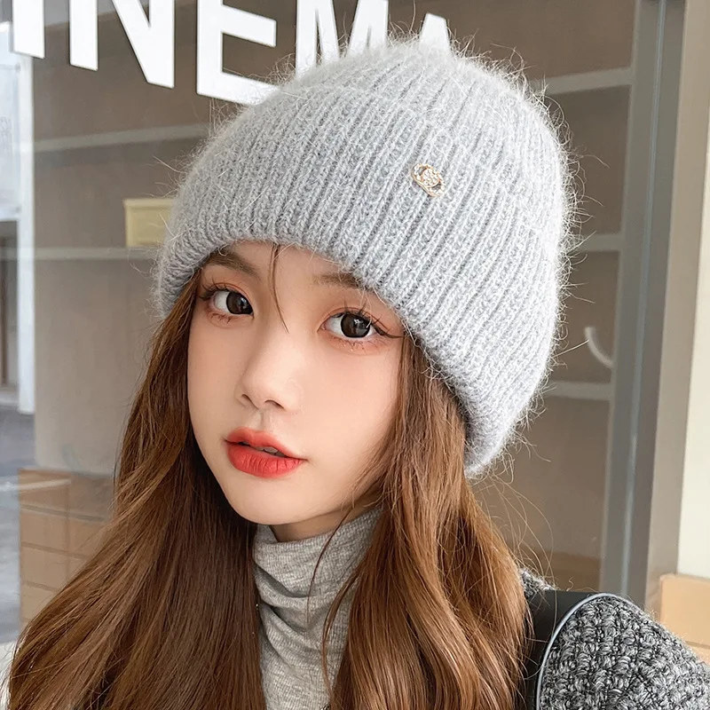 OEM fashion black winter knit beanie custom embroidered logo hat Wholesale Unisex Winter Knitted Cashmere Wool Beanie Hats Women