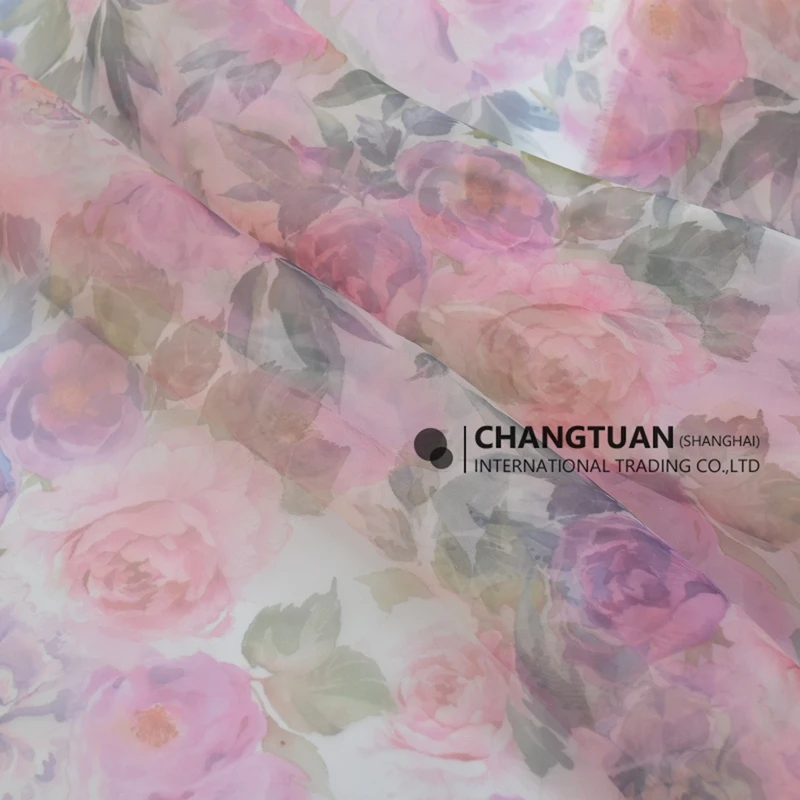 Wholesale Organza Silk Saree Cheap Organza Fabric Floral Printed Organza Dress Material