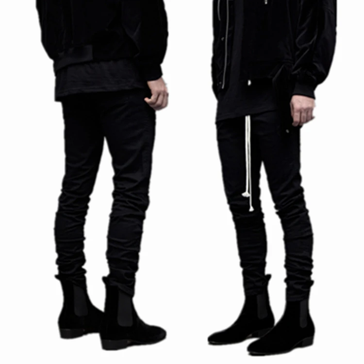 OEM own brand jeans manufacturers china push up men unisex skinny black jeans 04