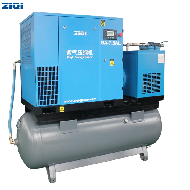 10Hp 7.5Kw 25 - 40 cfm Combined Screw Air Compressor with Air Dryer