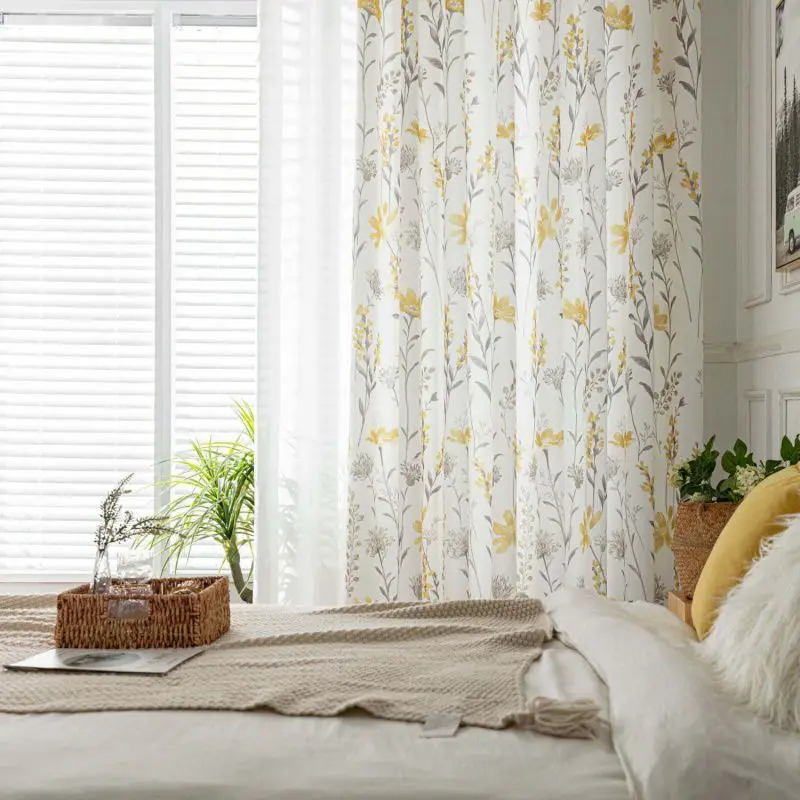 n small fresh rural semi-shading printing living room bedroom study bay curtains