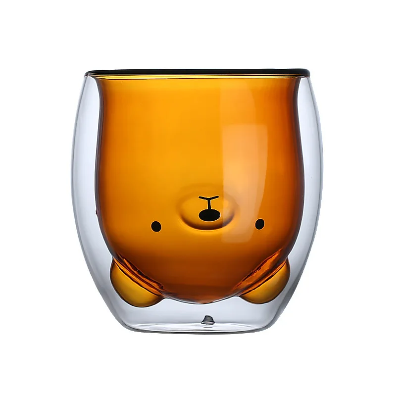 Sobo Cute Bear Double-layer Coffee Mug Double Glass Cup Carton Animal Milk Duck Dog Christmas Gift