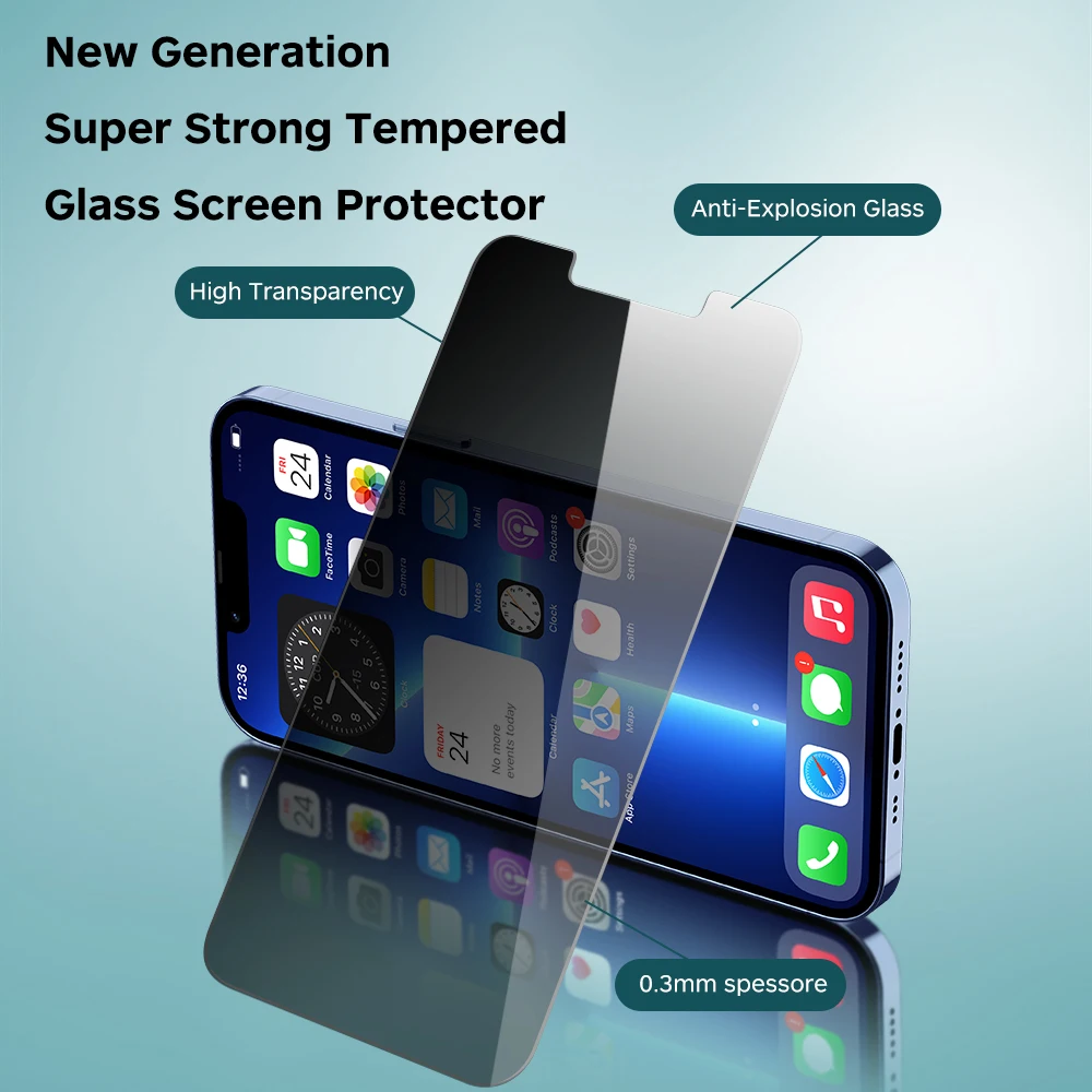 Amazon Hot Selling Custom Tempered Glass Screen Protector Privacy Phone Mirror for iPhone 13 Pro Max