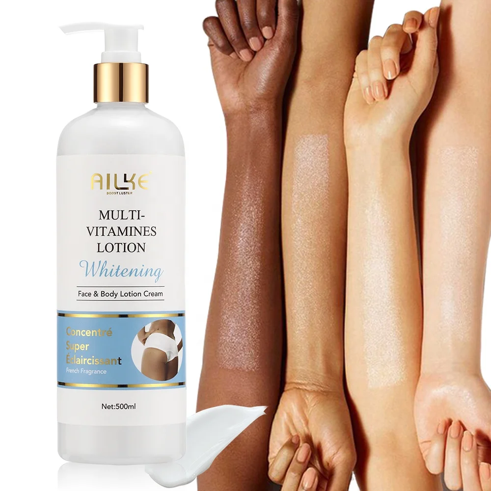 AILKE OEM 500ML Vitamin Brightening Cream Lightening Whitening Body Lotion For Black Skin