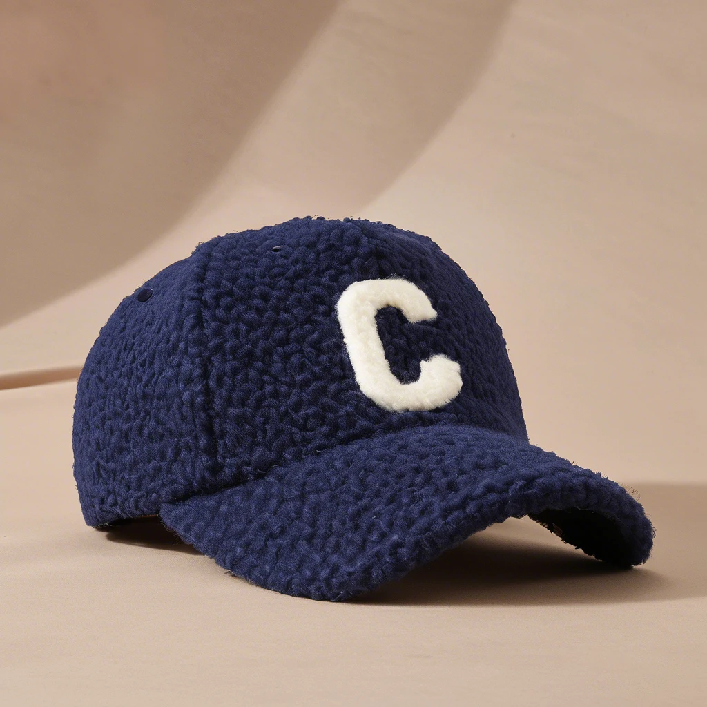 New Style Warm Sherpa Hat Logo 3d Letter Embroidery Custom Faux Fur Plush Fluffy Lamb Wool Winter Fuzzy Baseball Cap