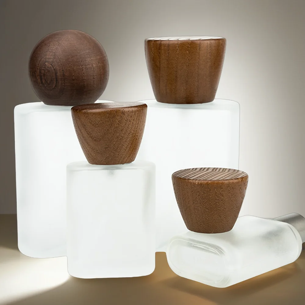 Vietnam Ash Wood Brown Ball Shape Perfume Bottle Cover Wood Design Lids Bottle Caps & Closures