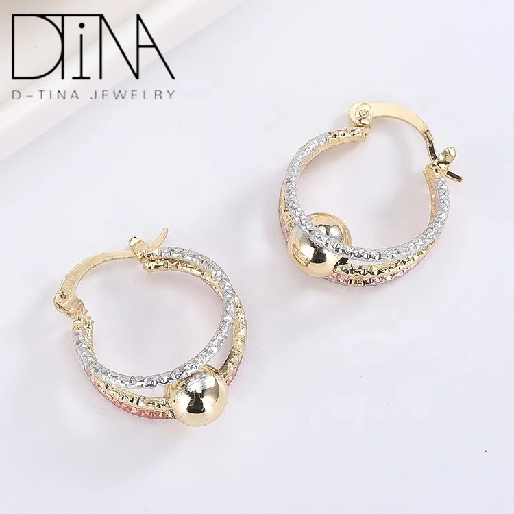 
Simple three-layer thick three-color gold-plated hoop earrings 