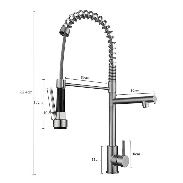 3 way spring pull out kitchen faucet commercial kitchen mixer Flexible kitchen taps stainless steel 201