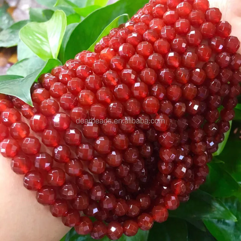 6mm 8mm 10mm Wholesale Faceted Red Agate Beads Gemstone Carnelian Beads for Jewelry Making