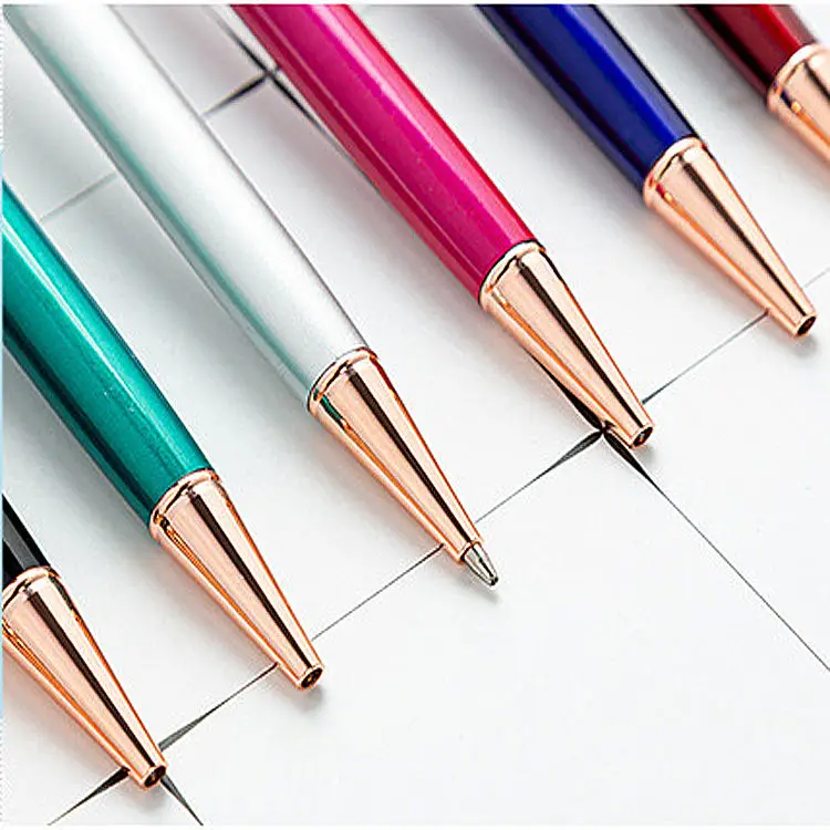 New Crystal Metal Flower Clip 1.0mm Ballpoint Pens Diamond Crystal Pen