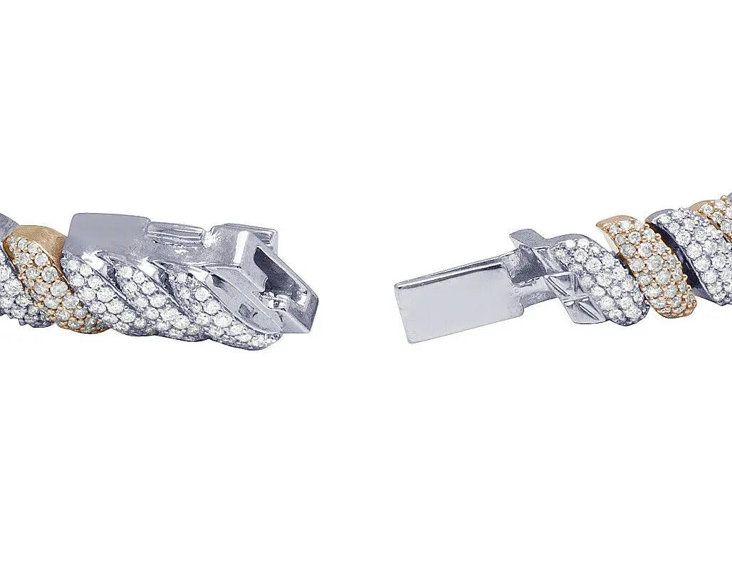 2021 new fashion silver rose gole two tone plated bling hip hop jewelry micro pave cz full diamond snake chain men bracelet