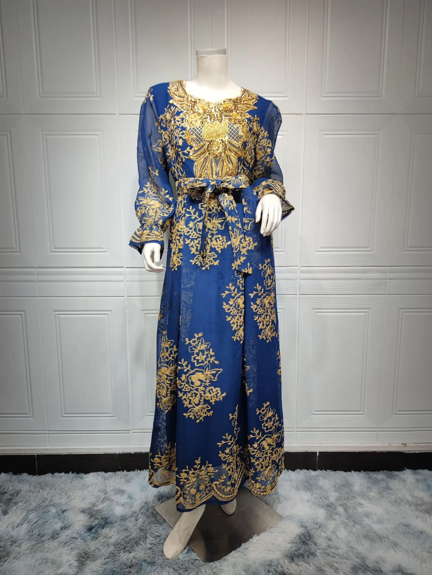 New Arrival Dubai Abaya Party Dress Fashion Embroidery Dress Muslim Long Sleeve Evening Dress