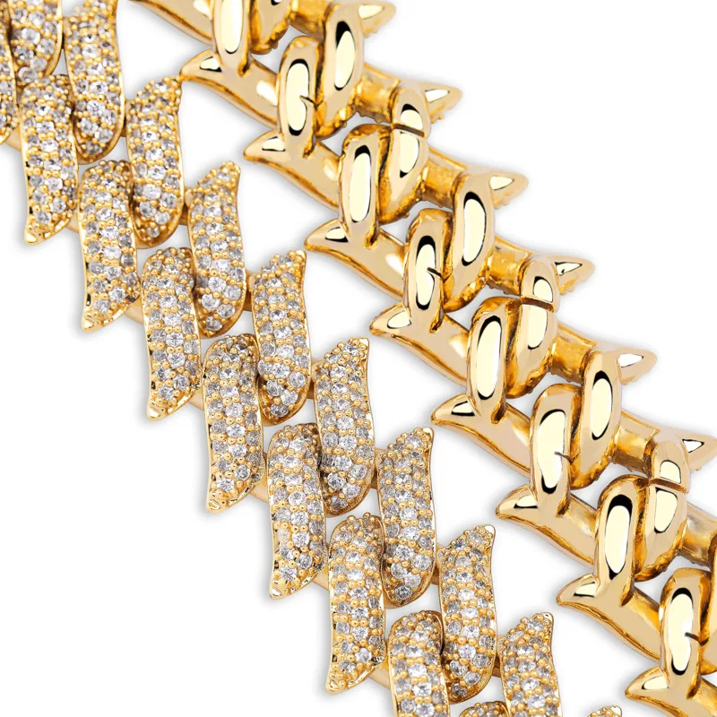 Eskeem Jewelry New Punk High Quality Paved Full Lab Diamond Miami Thorns Cuban Link Chain