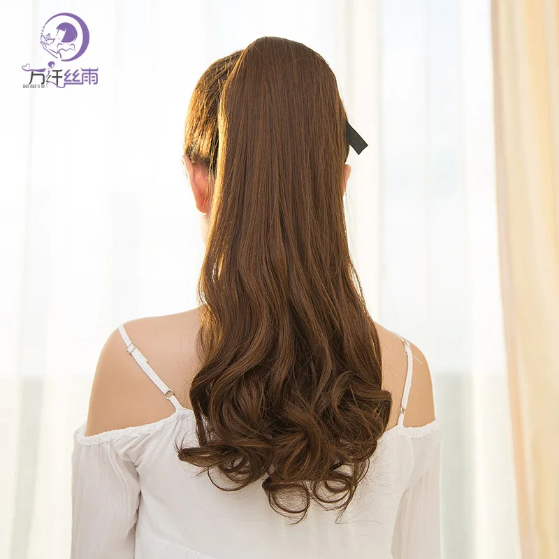 Оптовая продажа с фабрики, парик, женские длинные вьющиеся волосы, привязанные грушевидными цветами, Большой Волнистый скрытый хвост, оплетка