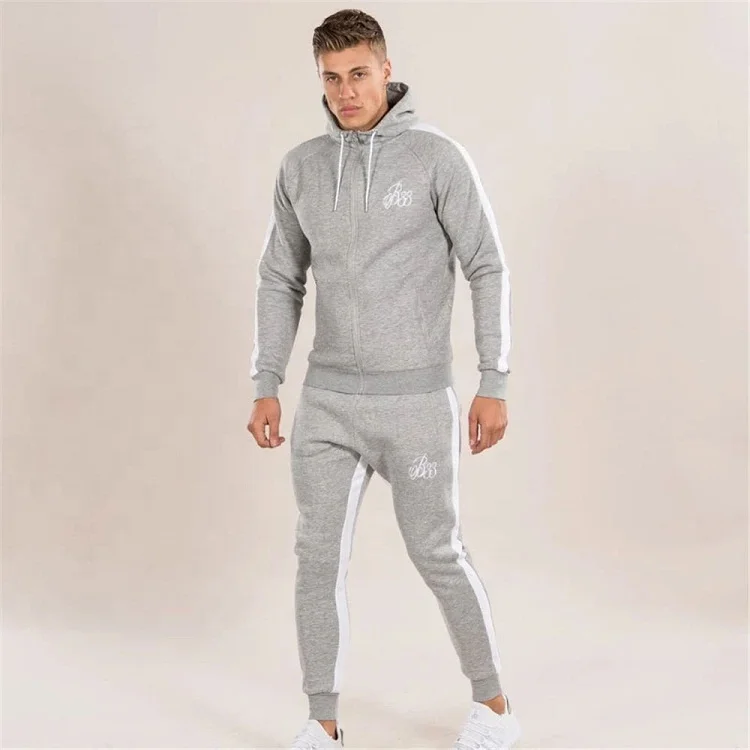 Custom Logo Factory Wholesale OEM Tracksuit Fleece Jogging Set Gym Sports Zipper Up Hoodie Jogger Sweat suits for Men