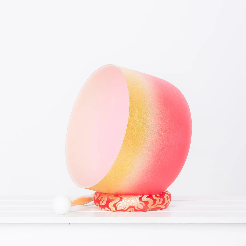 8 Inch golden Red Color Note C  Factory Supply Chakra Sound Healing Bowl Crystal Singing Bowl