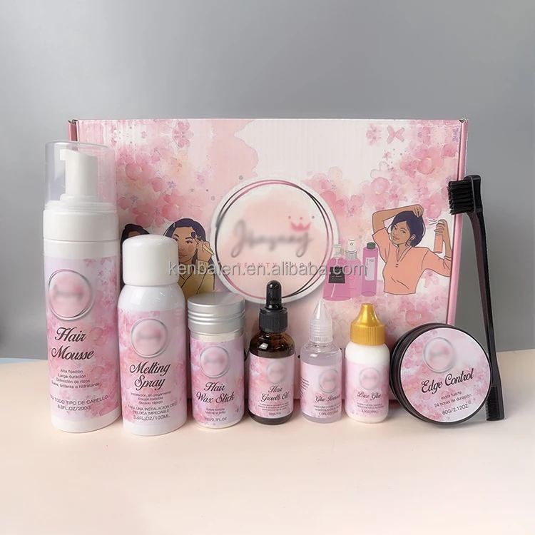 Wholesale Lace Tint Mousse Melting Spray Extreme Hold Private Label Waterproof Lace Glue Wig Kit