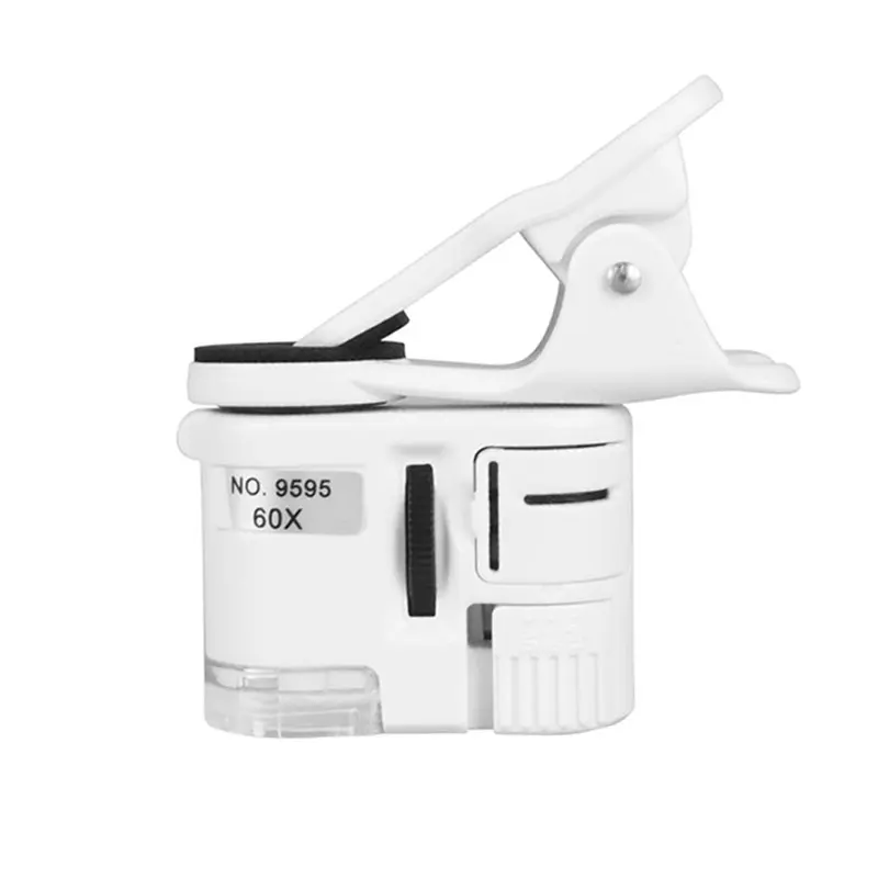 60X Mini Mobile Phone Clip Pocket Microscope With Led UV Light