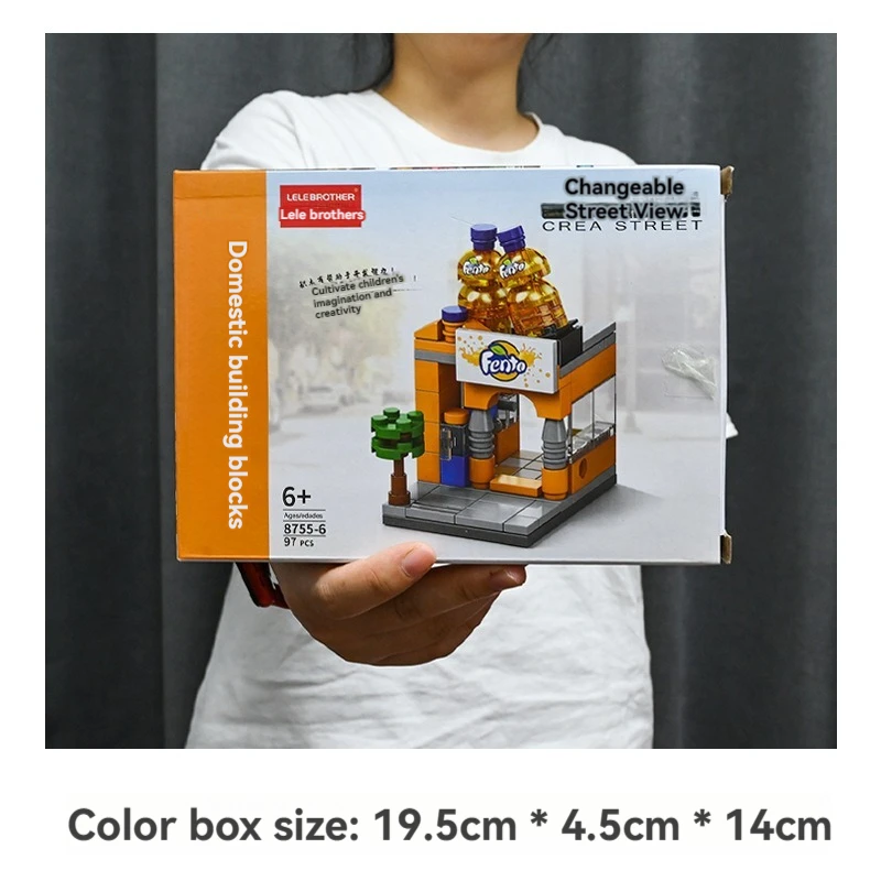 building block sets Candy Burger cola Shop streetscape Girls diy Toy Set 8 in 1 toy kids 8755
