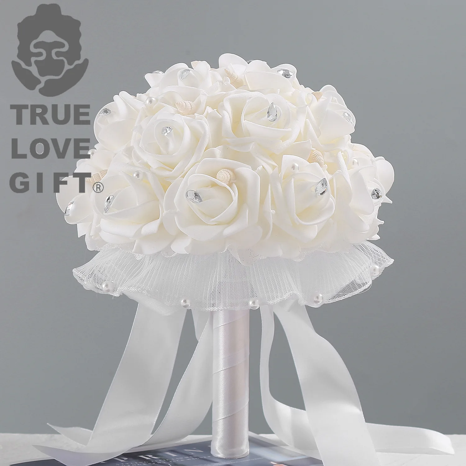 Anniversary Gift Artificial Flowers White Silk Bridal Bouquet Holding Flower Wedding Bouquet for Bride