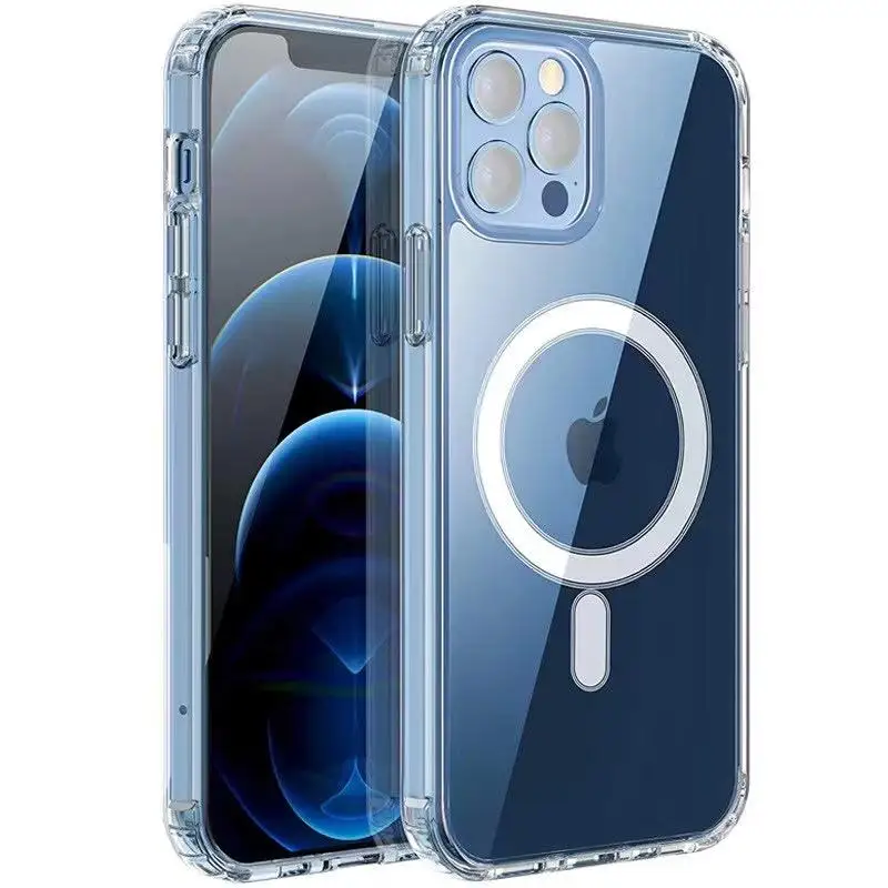 Original Quality For Apple Iphone13 14 Pro Max Magnetic Ring Phone Case Cover Clear Silicon Magsafing Wireless Charger