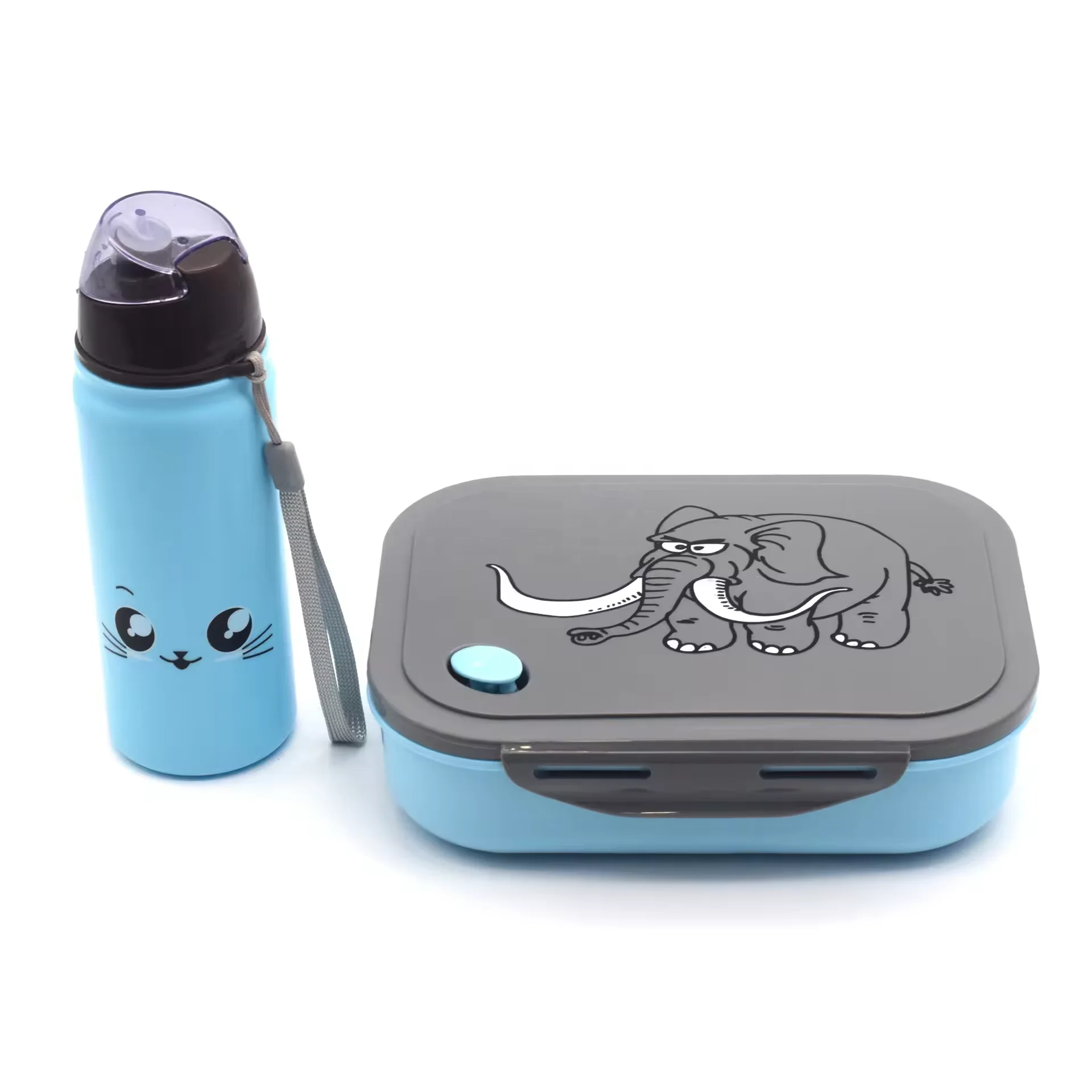 Lunch Box 2 in 1 Kid Children Water Bottle Bento Lunch Box Microwave Oven Plastic Food Box