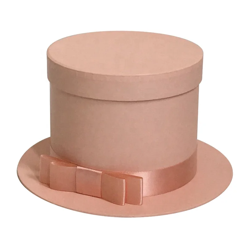 Wholesale hat shape fashion paper flower packaging gift box round flower gift box for birthday festival wedding