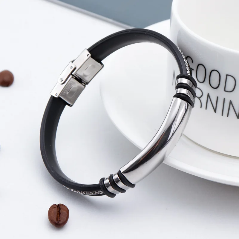 Europe Hot Selling Stainless Steel Bracelet for men in gold and silver color cheap price silicone wristband Fashionable Jewelry