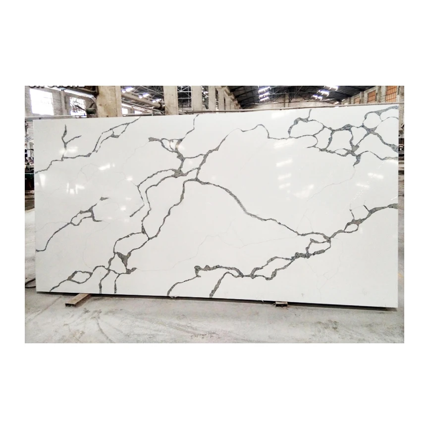 Factory factory supply Polished Calacatta White Quartz Stone Artificial quartz slabs for kitchen top counter top