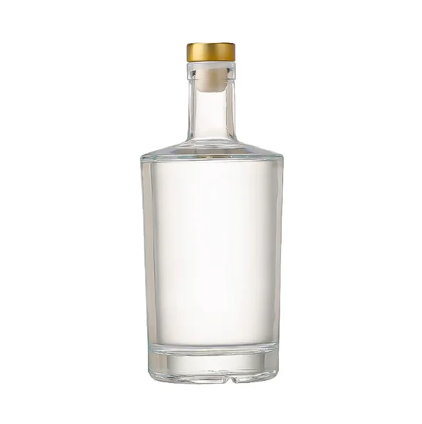 Custom 200Ml 375Ml 500Ml 750Ml 1000Ml Transparent Round Empty Flint Glass Liquor Wine Whisky Vodka Tequila Bottle With Cork Lid