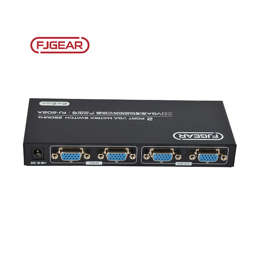 202A Fjgear Hot Selling Two-Port Matrix Selector 1920*1080 250Mhz 2 Port Switch Manual Vga Switch