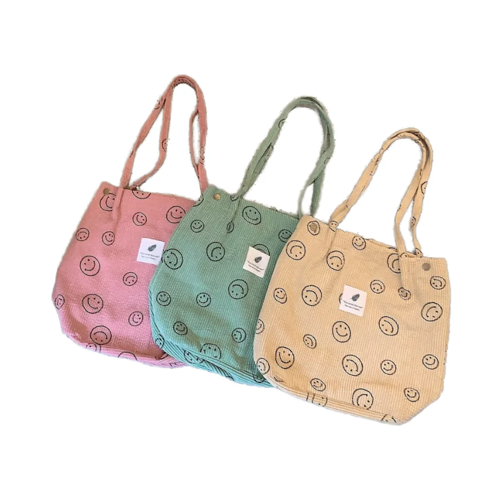 Personalized Teacher Grandma Canvas Tote Bags Cheap Embroidered Blank Corduroy Totes Interior Pockets Custom Gift Bags