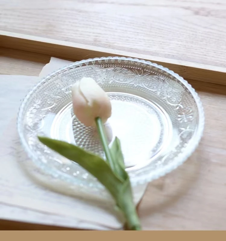 Plates glass For Fruit round shape dishes factory price glass fruit plates