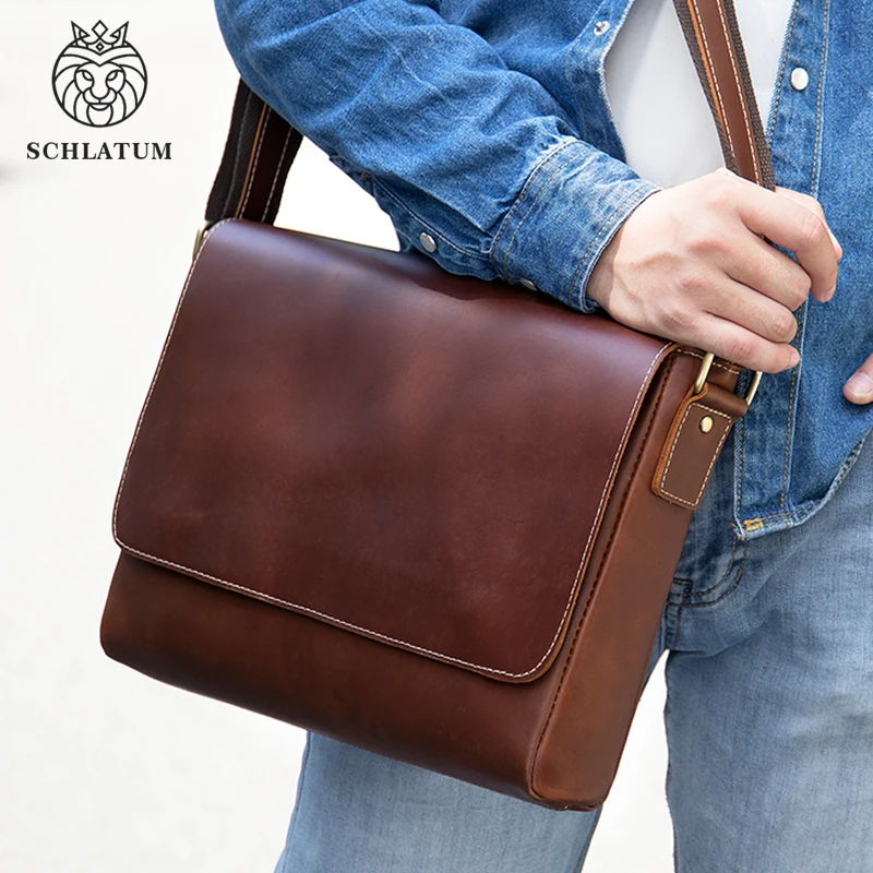 Большая сумка-мессенджер из натуральной кожи