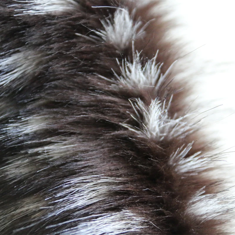 
Hot Black And White Hair Dyed Faux Raccoon Fur Collar Fabric 