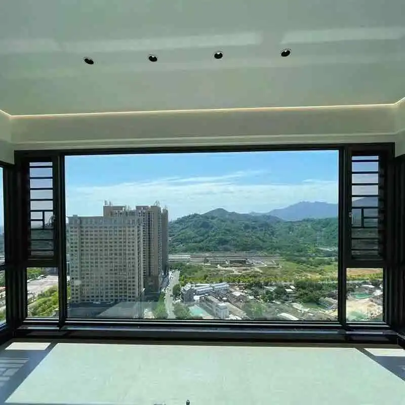 Aluminium shutter casement window  white upvc pvc double panel casement opening french windows with modern design for house